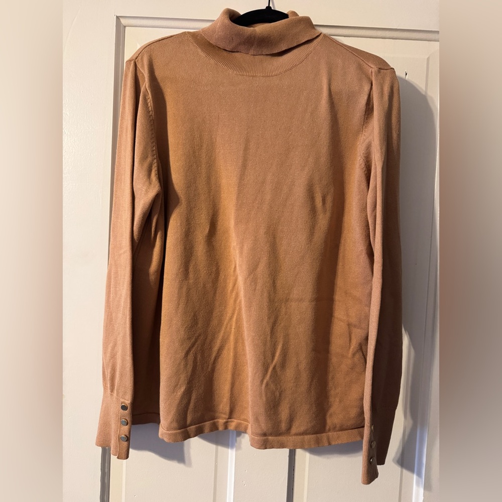 Tan Long Sleeve Sweater with Button Cuffs